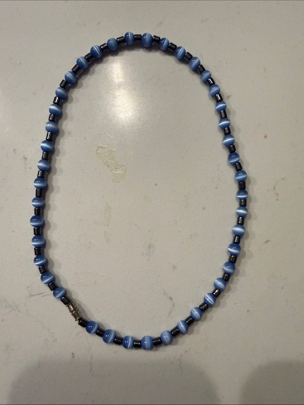 Blue Cat’s Eye Beaded Women's Necklace - Unbranded 16.5 inch